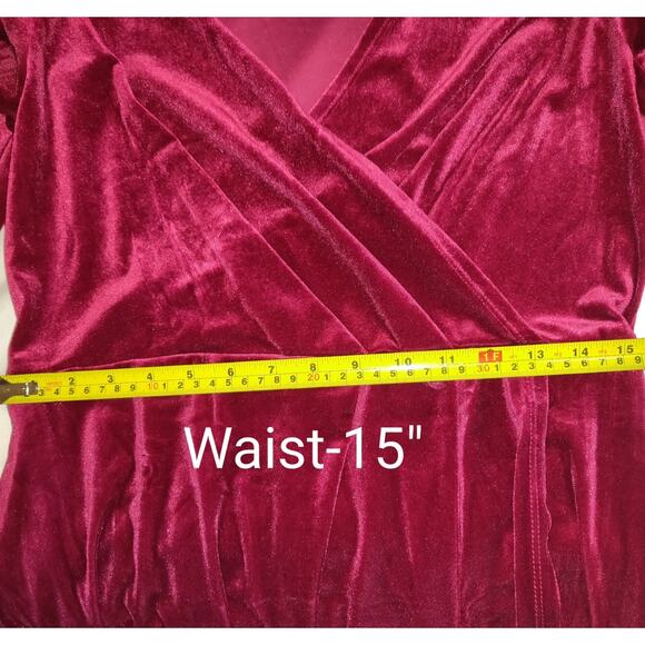 Nine West Velvet Mini Dress Burgundy Velour LARGE Comfort Wear Leisure Party - Picture 14 of 16